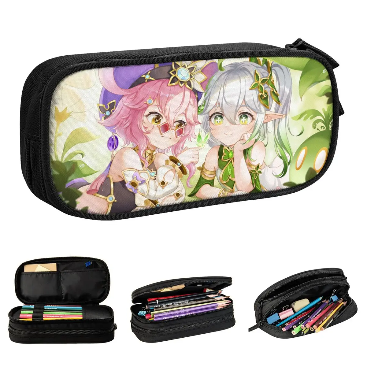 귀여운 Dori Nahida 연필 케이스 귀여운 Genshin Impact 애니메이션 펜 가방 어린이 대형 스토리지 사무실 화장품 연필 케이스