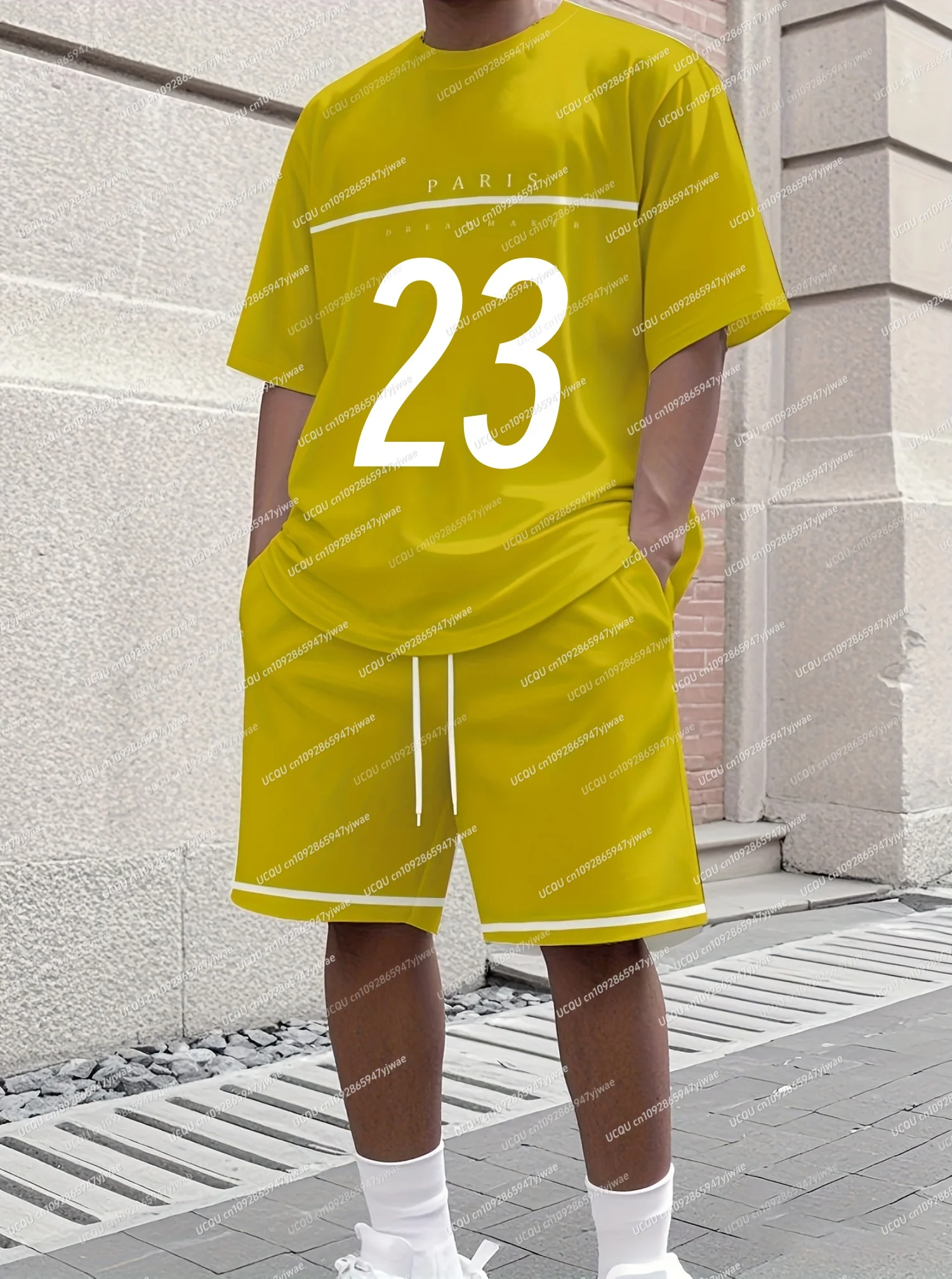 2025 Summer PAIRS NO.23 Printed Men's Suit 2 Pieces Set American sports two-piece Set  Men's Tracksuit Oversized Clothes