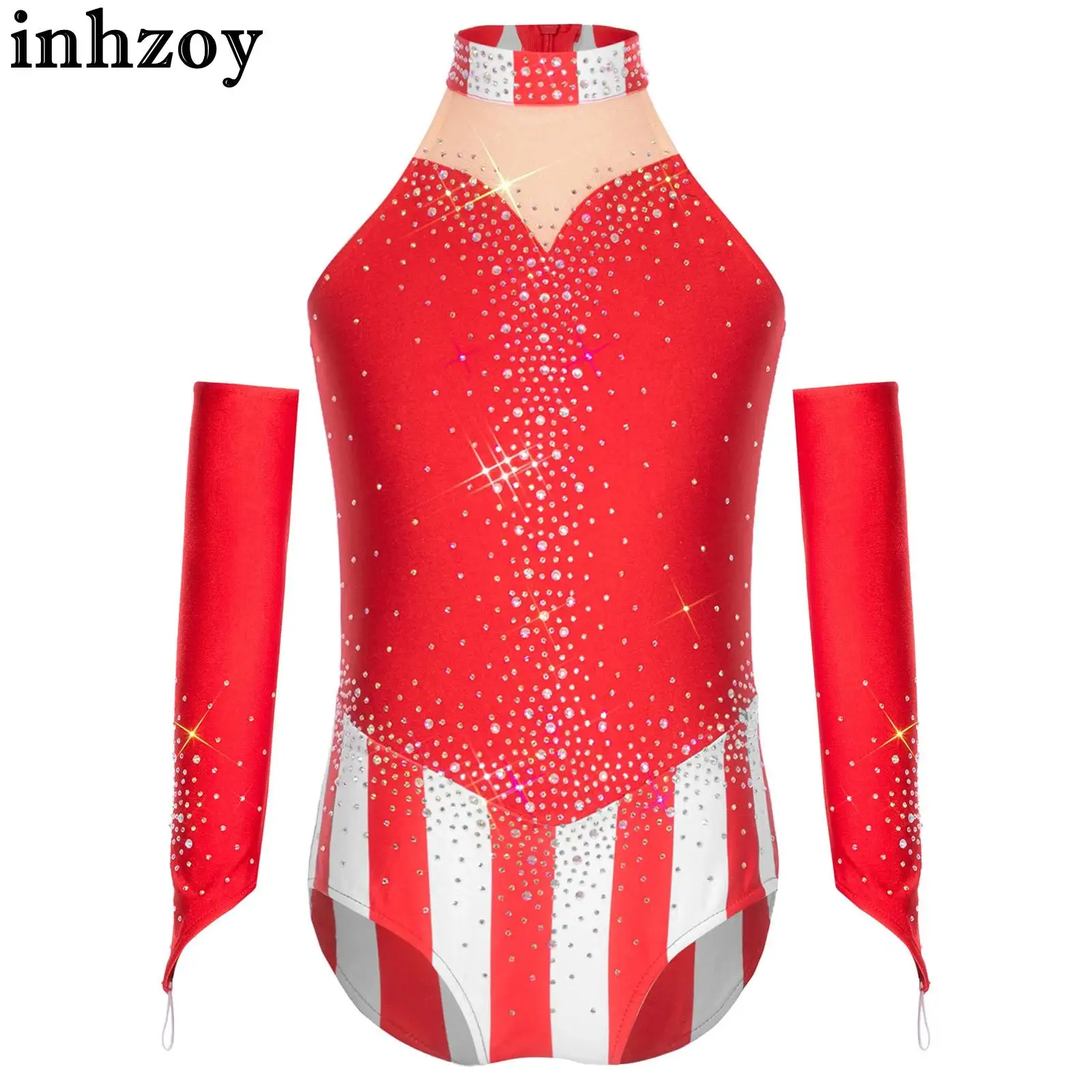 الأطفال الفتيات عيد الميلاد هالوين كرنفال السيرك ارتداءها الراين الباليه الرقص التزلج الجمباز يوتار مع الأكمام