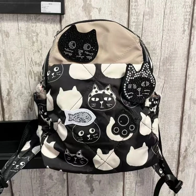 Japanese Cartoon Kawaii Cute Cat Backpack Contrast Color Sweet Y2k Aesthetic Girls Schoolbags Harajuku Vintage Fashion Backpacks