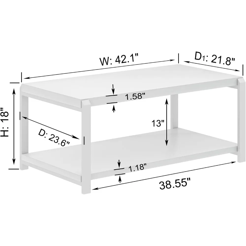 طاولة قهوة بيضاء مع مساحة تخزين، طاولة مركزية حديثة لغرفة المعيشة، طاولات كوكتيل من الخشب المعدني الريفي، بلوط أبيض #2