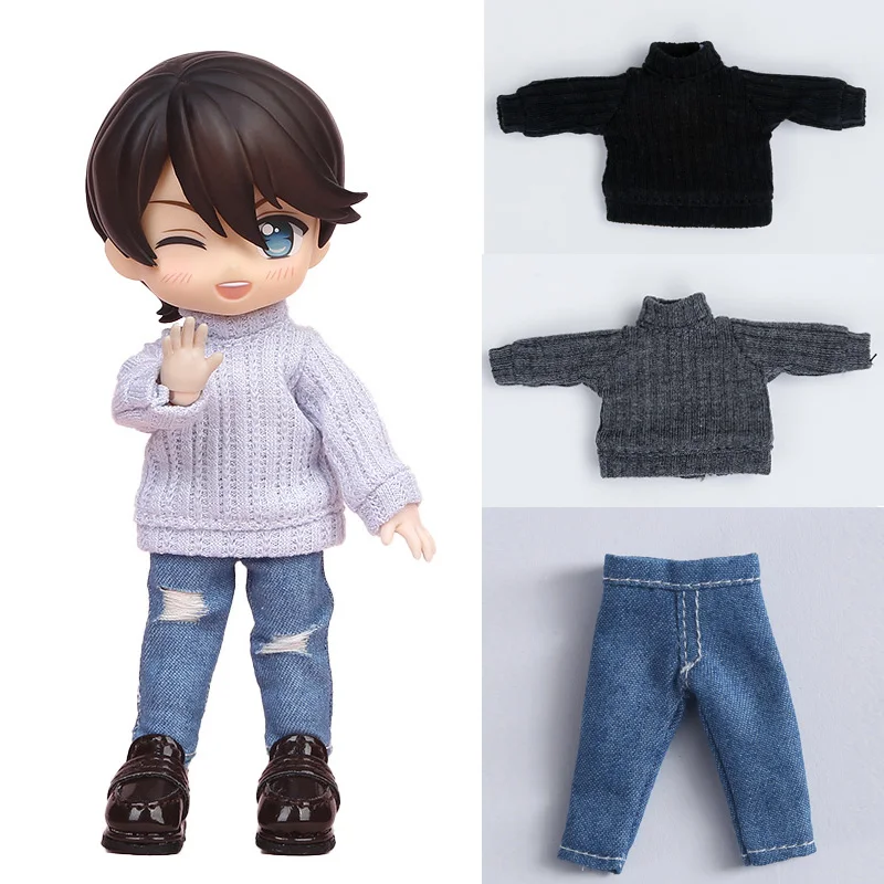 Ob11 Doll Winter Clothes Knitted Sweater Clothing Doll Casual Jeans Clothes Shorts for Penny, YMY, GSC,Mollys,Obitsu 11,1/12 Bjd