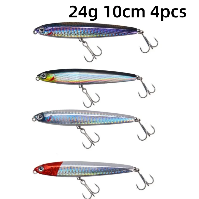 Fishing Lure 4pcs/set Pencil Sinking 10cm 24g Bass Fishing Tackle Saltwater Lures Fish Bait Trolling LureFishing Accessories