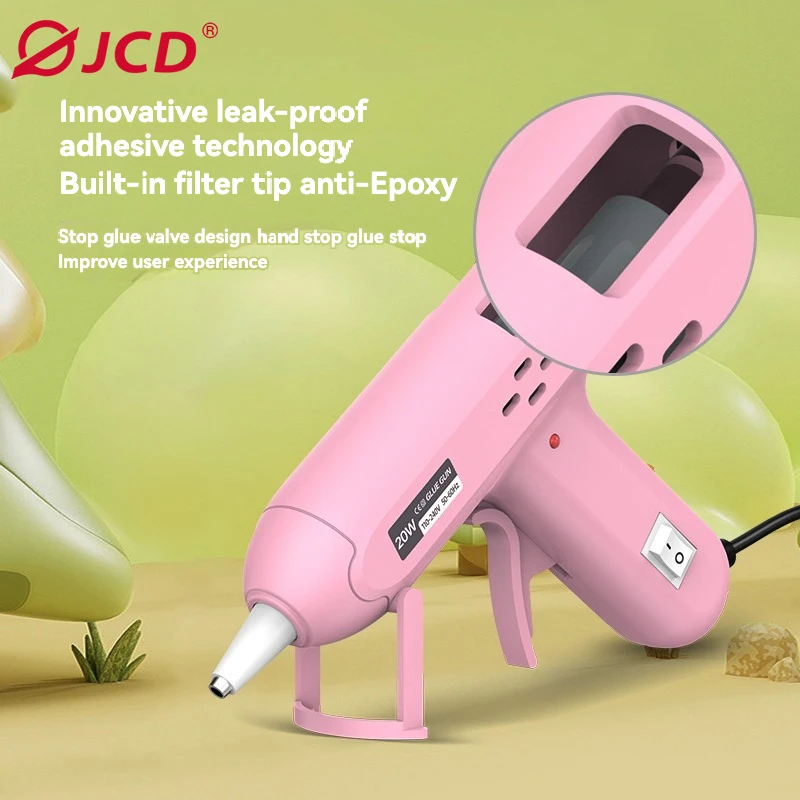 JCD 20W Pistola per colla a caldo fai da te Mini Househol Pistole industriali Temperatura di calore Strumento di riparazione termoelettrico Uso stick di colla da 7 mm