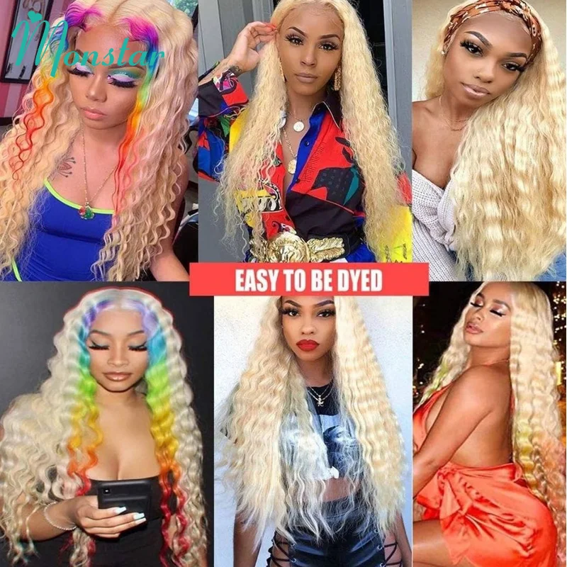 Blonde 613 Deep Wave Lace Frontal Wig 5x5 Closure Wig 613 Lace Frontal Wigs 13x6 13x4 Human Hair 360 Lace Brazilian Wigs on Sale