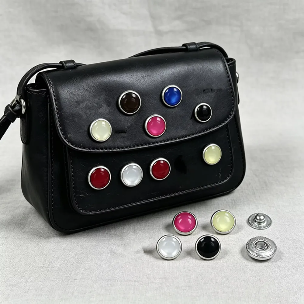 50sets/lot Resin Snap Button Bodysuit Popper Children\'s Clothing Leather Bag Button,diy Sewing Resin Bread, Pearl Copper, 12mm