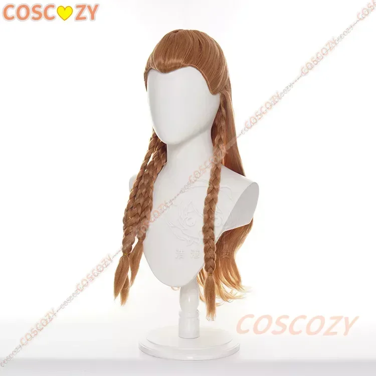 Perruque Cosplay Braids for Men, Genshin Impact Game, Aloy, Brown Long Braids, Heat Degree Hair, Anime Game, 70cm