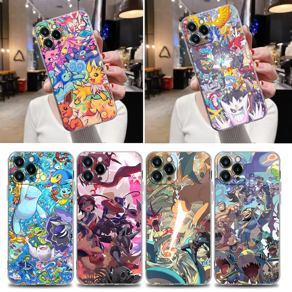 Pokemon Clear Case For iPhone 16 15 14 13 12 11 Pro Max Mini Xs XR X 7 8 Plus 6 Pikachu Eevee Soft Cover Silicone Cases