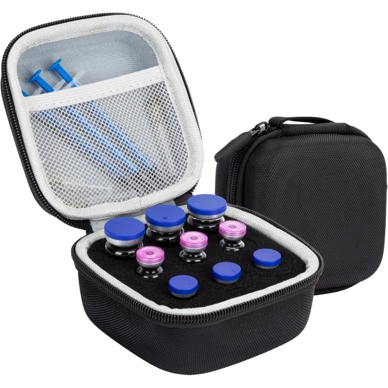 9/15 Slots Insulin Vial Storage Case Portable Peptide Vial Organizer Wear-resistant EVA 1-10ml Vials Diabetes Medication Protec