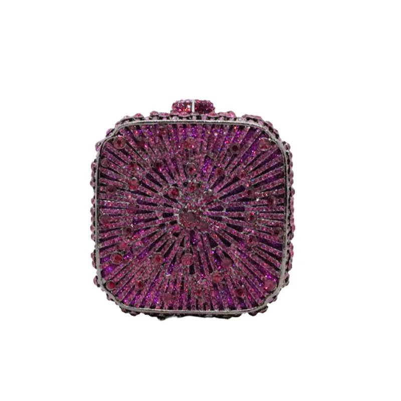 Bolso de mano plateado para mujer, Cartera de marca de lujo, bolso de mano de Metal, funda de joyería nupcial de diamantes de noche