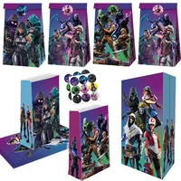 12pcs Fortnite Game Kraft Gifts Bags Party Snack Candy Packing Paper Bags Children Birthday Party Cookie Cake Storage Paper Box
