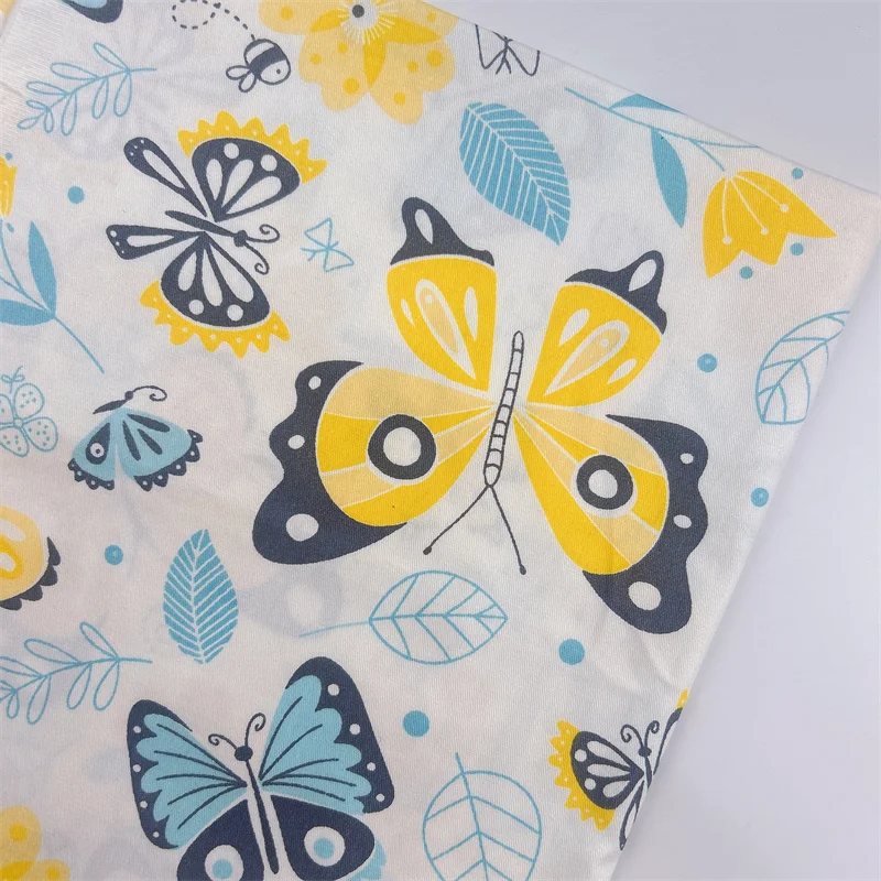 Twill Cotton Fabric for Sewing Craft, Floral and Butterfly, Quilting, Baby Dress, Tecido, DIY Patchwork, Handmade Cloth