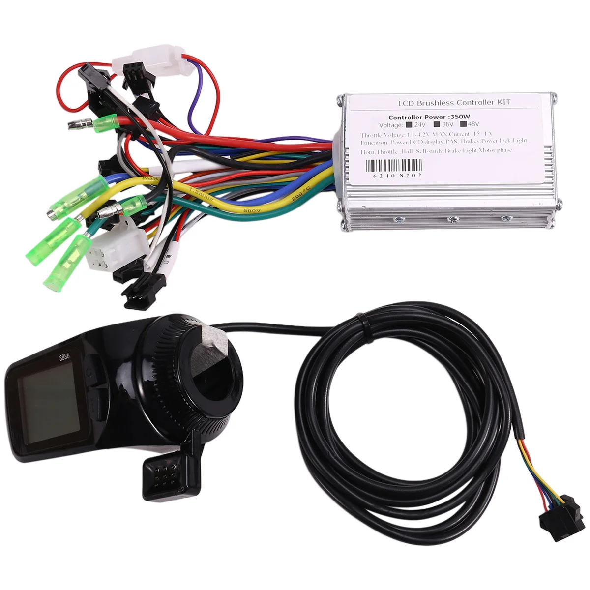 Suitable Electric Bicycles Scooters Brushless Motor Controller & S886 LCD Display with Thumb Throttle Kit