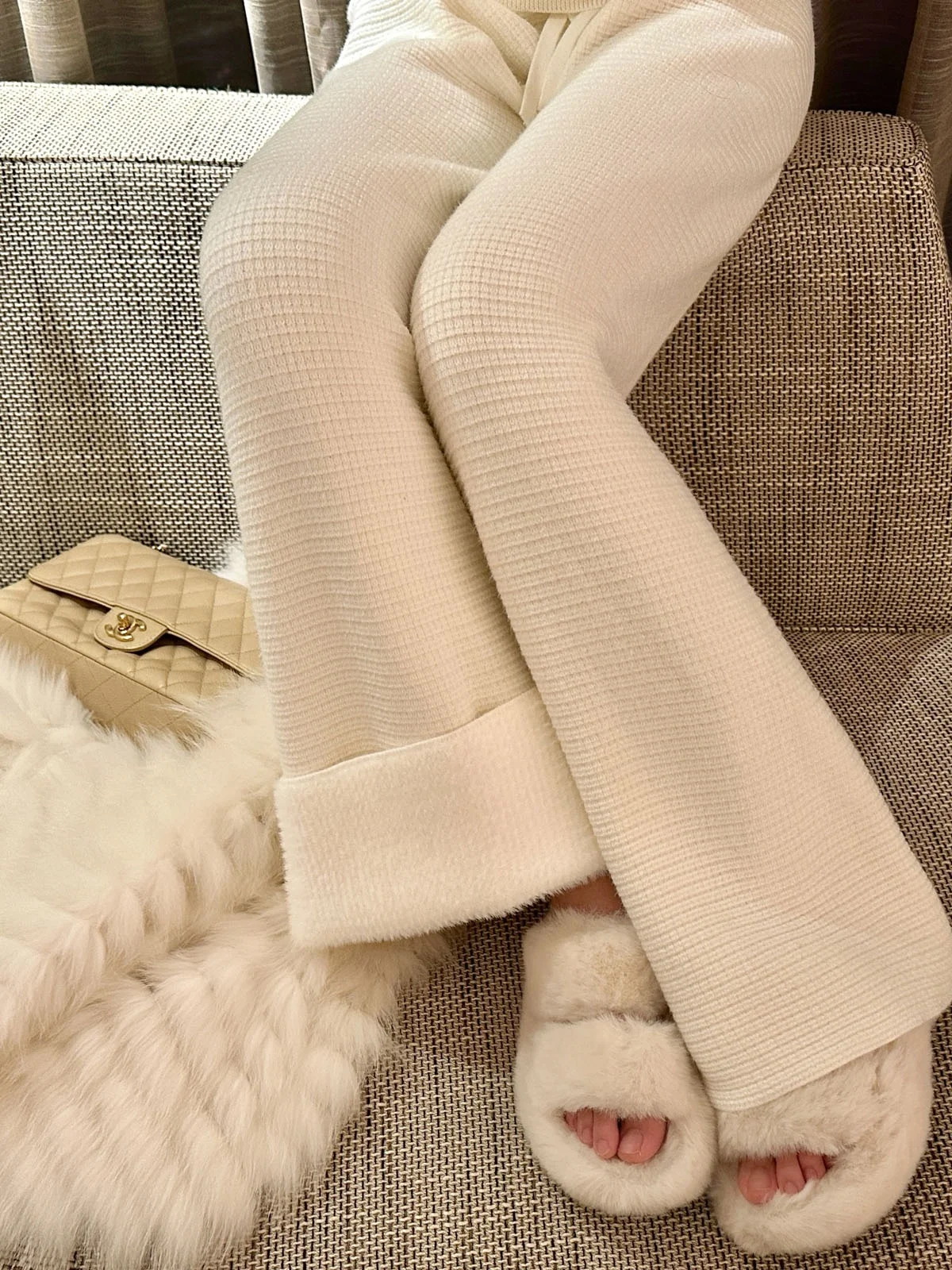 

Утепленные вязаные широкие брюки для женщин, свободные, с высокой талией, струящиеся, мягкие, повседневные, зимние, комфортные, для отдыха