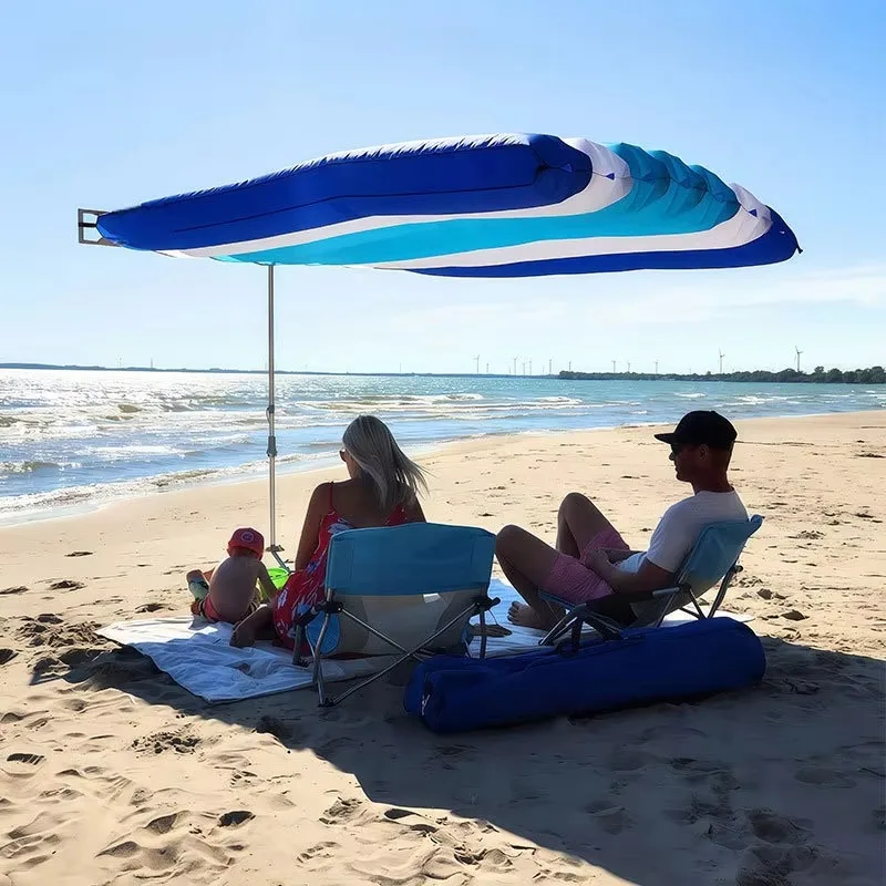 【2026】Wind Power Beach Sunshade Sail Outdoor Canopy Beach Sunshade Nylon Sunscreen Portable Sunshade Curtain view 2