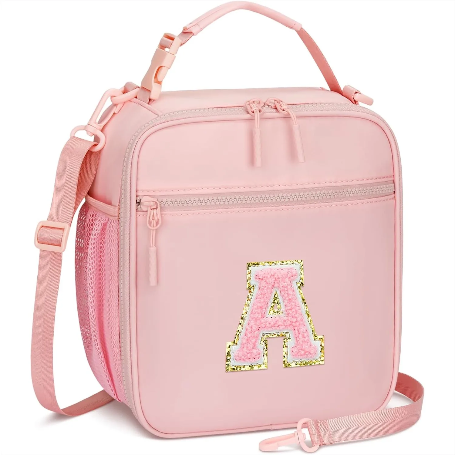 

Insulated Lunch Bag for Girls Kids, Personalized Initial, Leak-proof Reusable Lunch Box with Adjustable Strap for School Travel