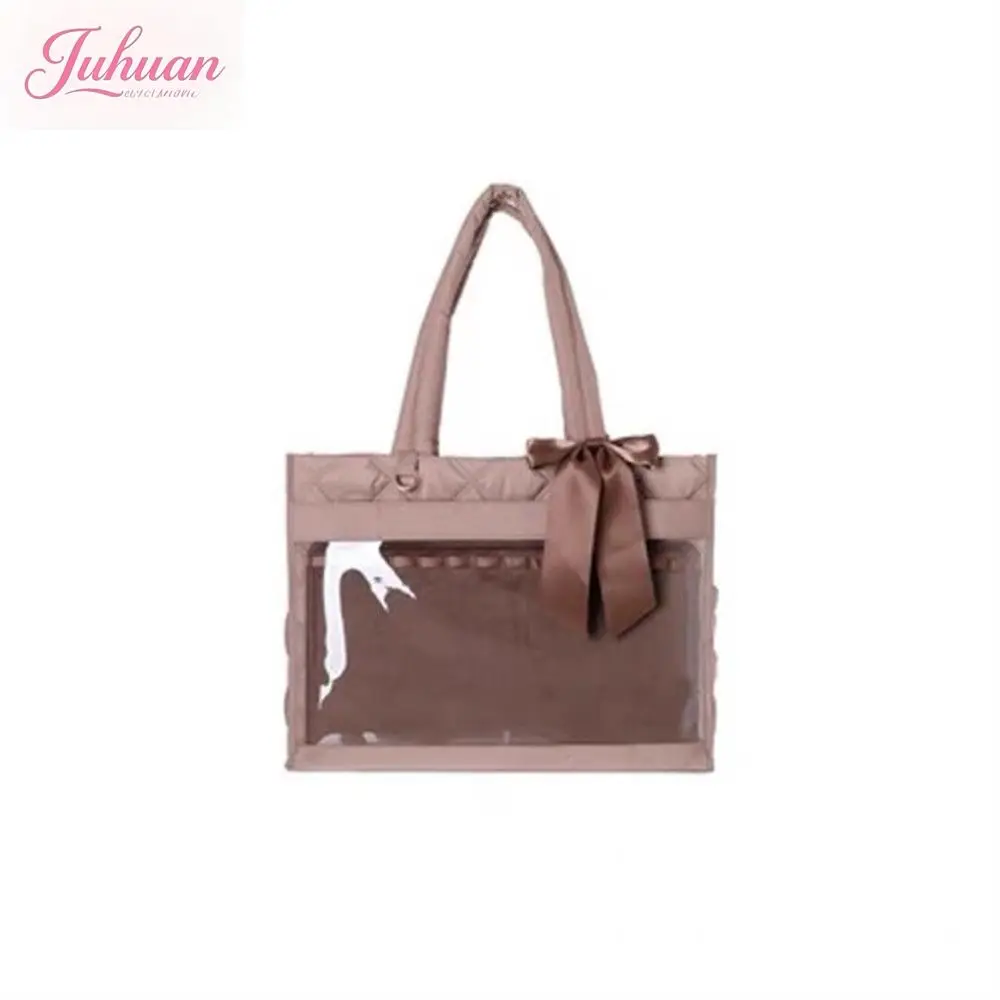 Japanese Ribbon Ltabag Women Large Capacity Food Intake Two-dimensional Bar Millet Bow Cute One Shoulder Underarm Tote Bags Girl