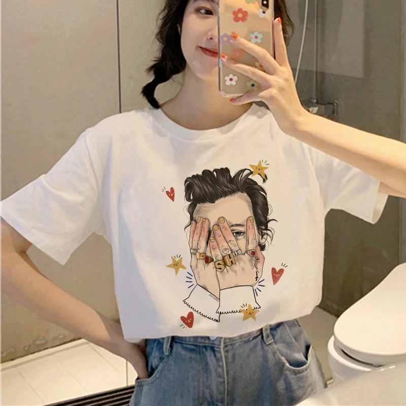 New Women's Harajuku Sle T-irt Fine Line Rip Top Fem Tee Large Size Winter Collection Faionable Streetwear