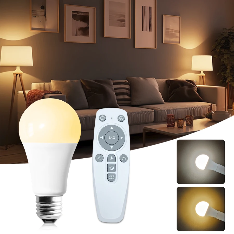 AC 86-265V 12W E27 LED Bulb With RF 2.4G Remote Controller Dimmable Timing LED Lamp Bulb For Home Bedroom Living Room Decoration