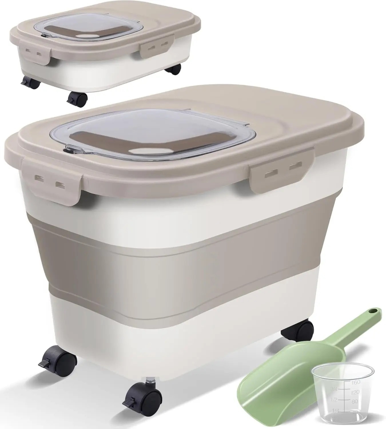 

Collapsible Dog Food Storage Container, Airtight 30-35 Lbs Rice Cereal Flour Sugar Kitchen Bin, Pet Holder Travel Essentials