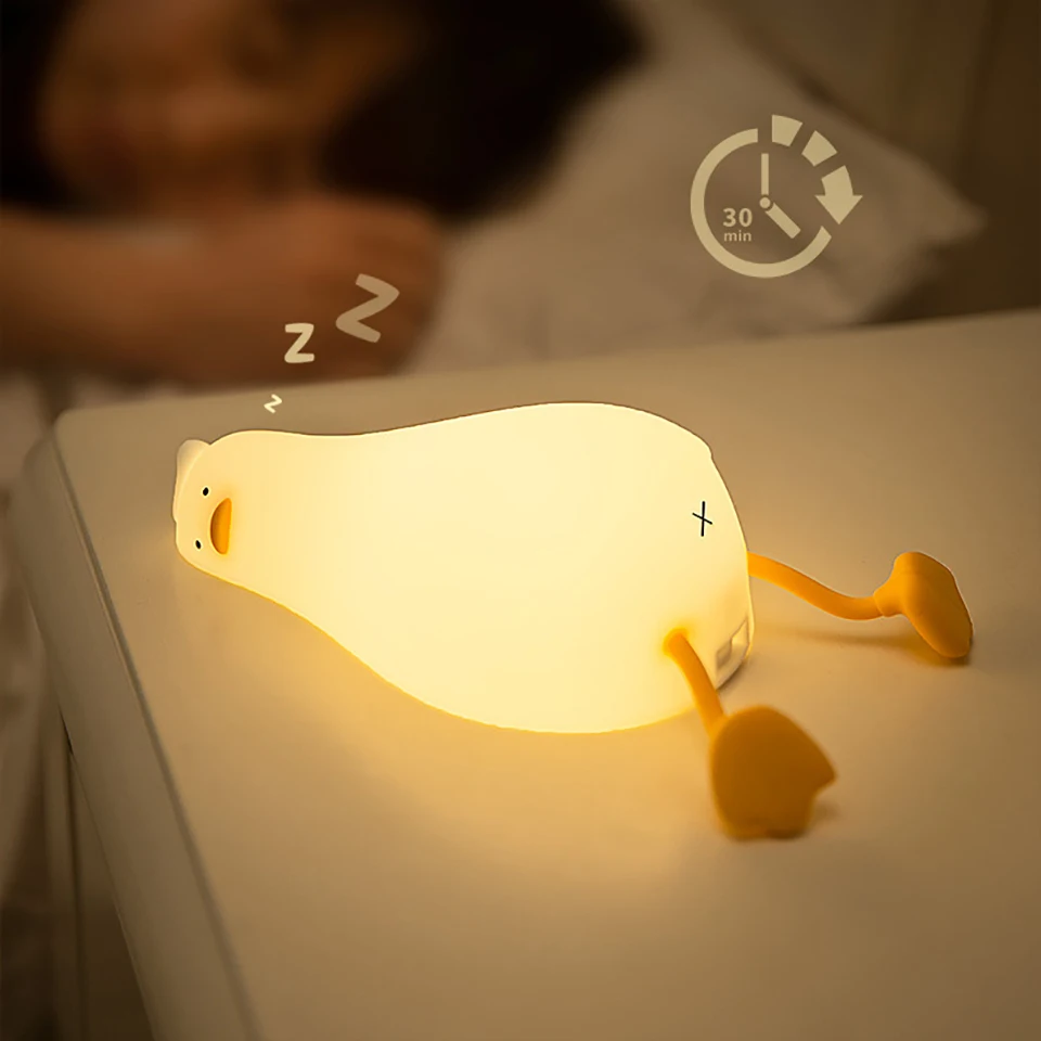 Led Children Night Light Rechargeable Silicone Duck Lamp Kids Holiday Birthday Gift Sleeping Creative Bedroom Desktop Decor Lamp