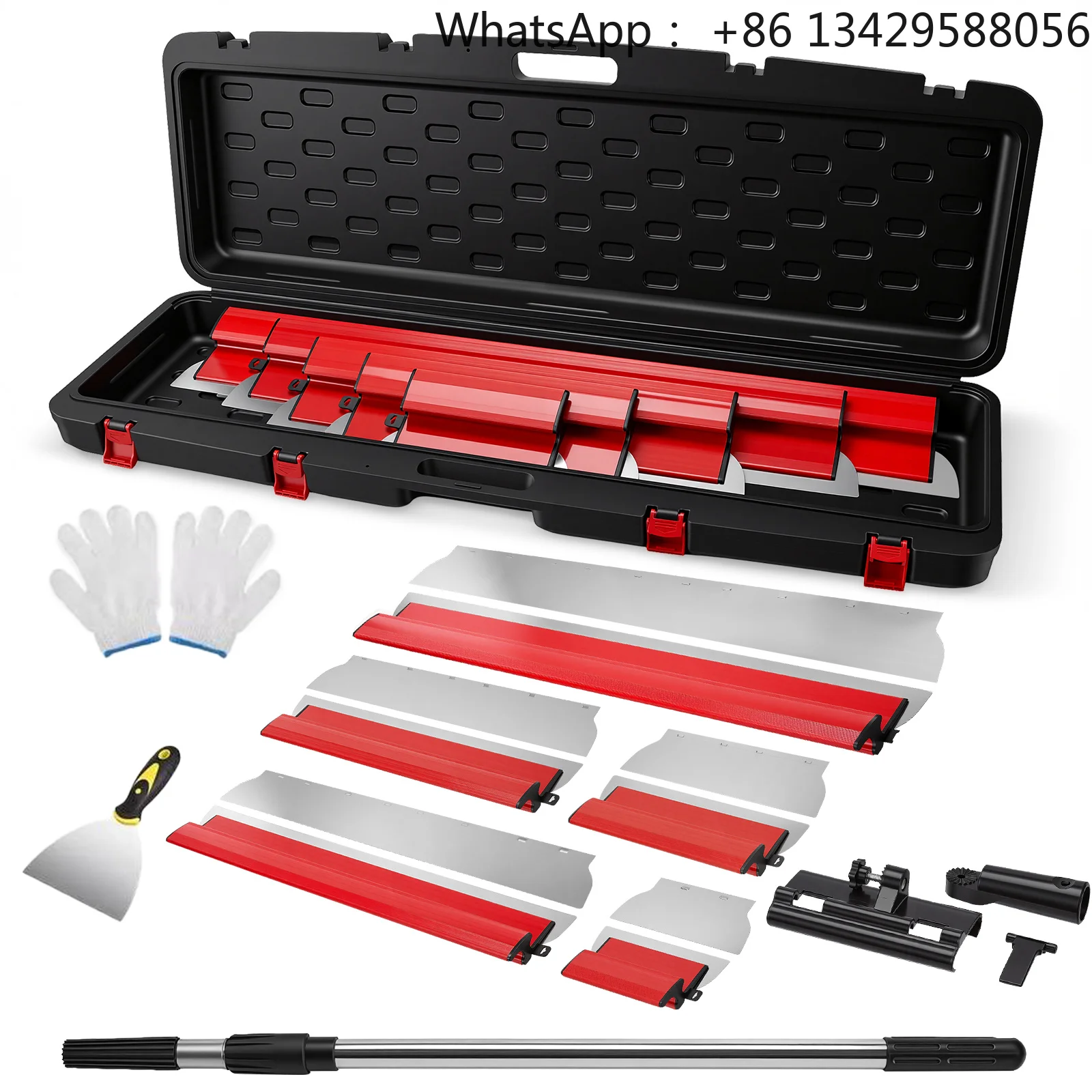 Multi-Size Drywall Skimming Blade Set 25/40/60/80/100cm Stainless Steel with Extension Pole Wall Plastering Smoothing Tool