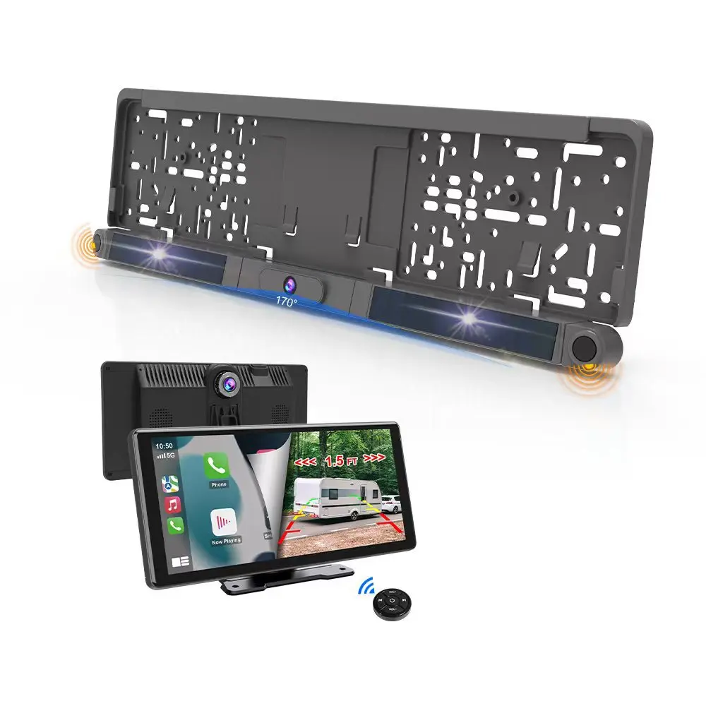 Solar wireless reversing camera with 10.36-inch IPS FHD1080P recording DVR CarPlay Android automatic navigation smart screen