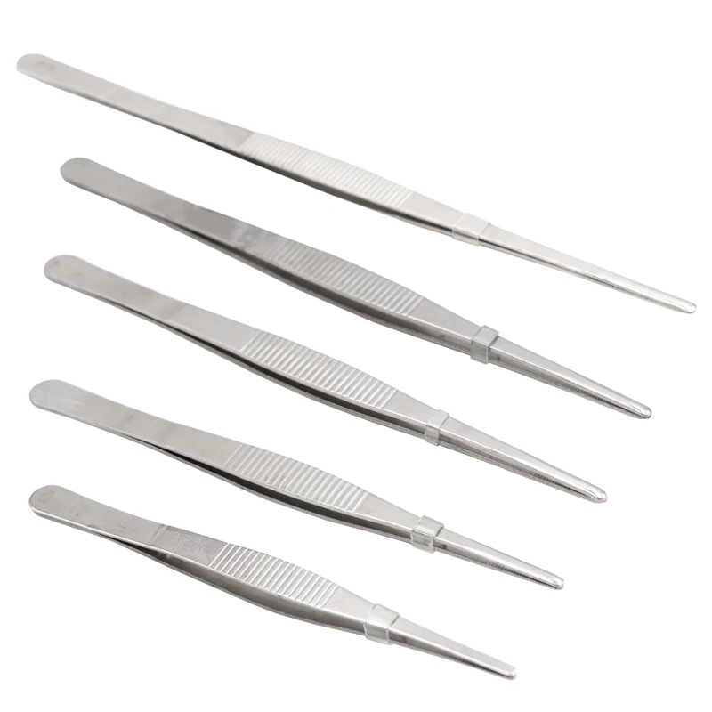 Stainless Steel Tweezers Round Head Clamps, Livestock Veterinary Surgical Forceps Heat Resistant Straight Tweezers Repair Tools