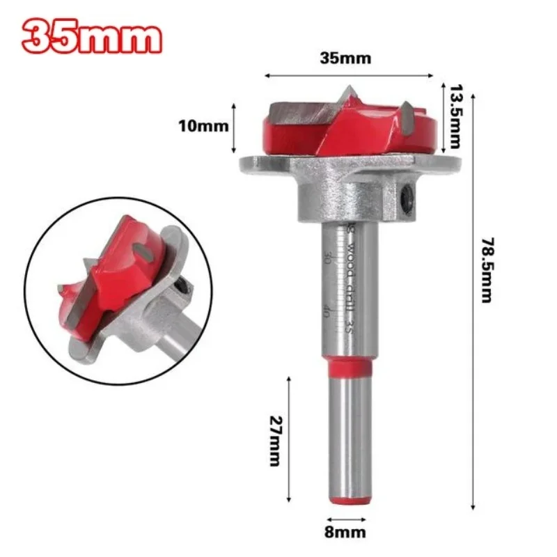 Forstner Drill Bit Diameter 35mm Carbide Hinge Hole Drill Bit Flat Wing Drill Hinge Reamer Adjustable Quickly Hole Puncher