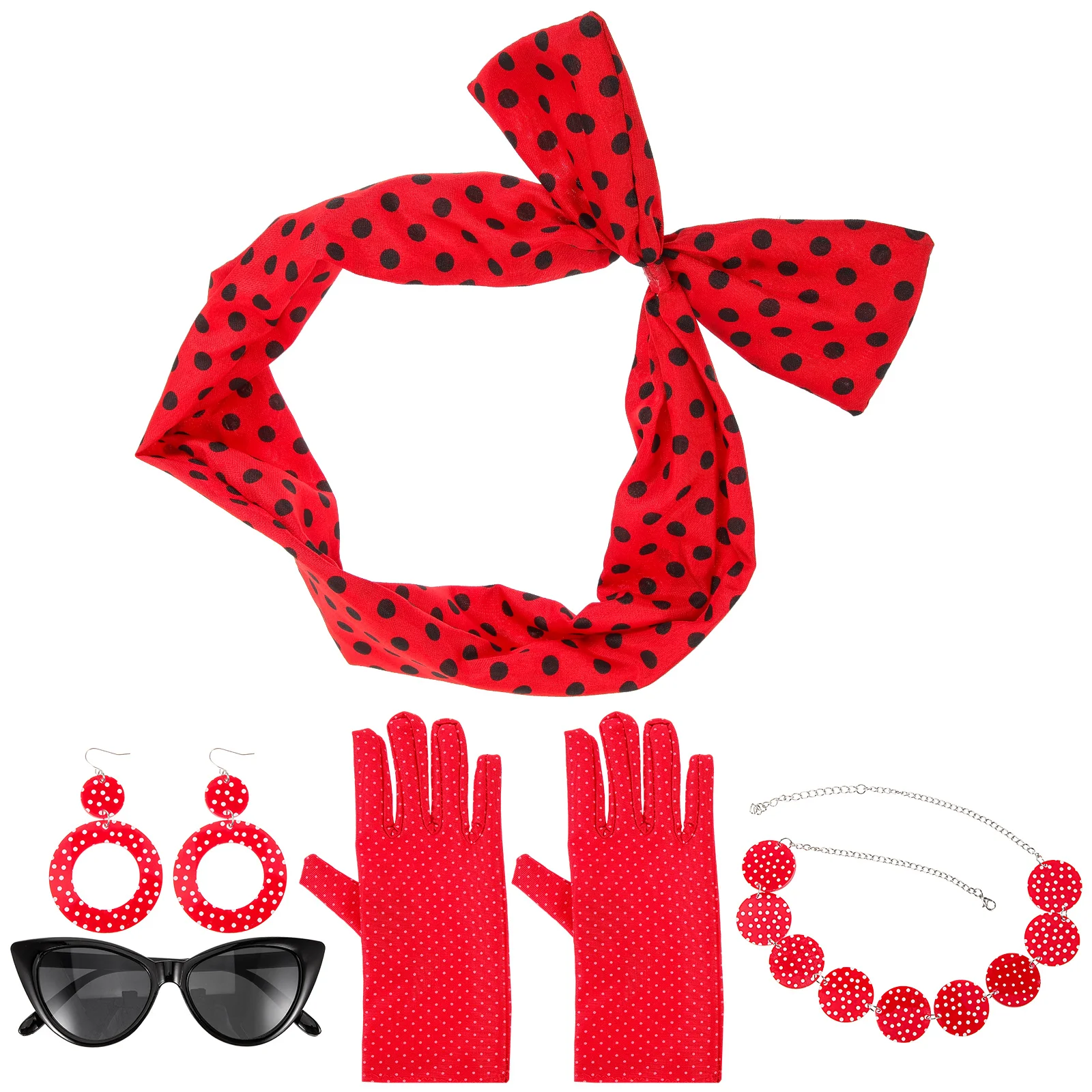 

1950s Accessories Women Vintage Necklace Earrings Glasses Headband Retro Costume 1950S Head Scarf For Women Party Props