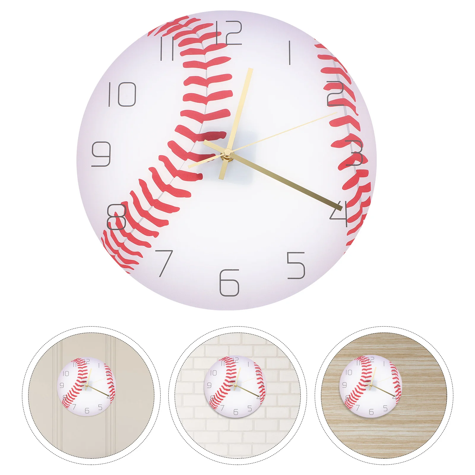 Stilvolle, von Baseball inspirierte Wanduhr mit klaren Zahlen, Acryl, leises Uhrwerk für Zuhause, Büro, Schlafzimmer, Arbeitszimmer, geräuschloses Dekor