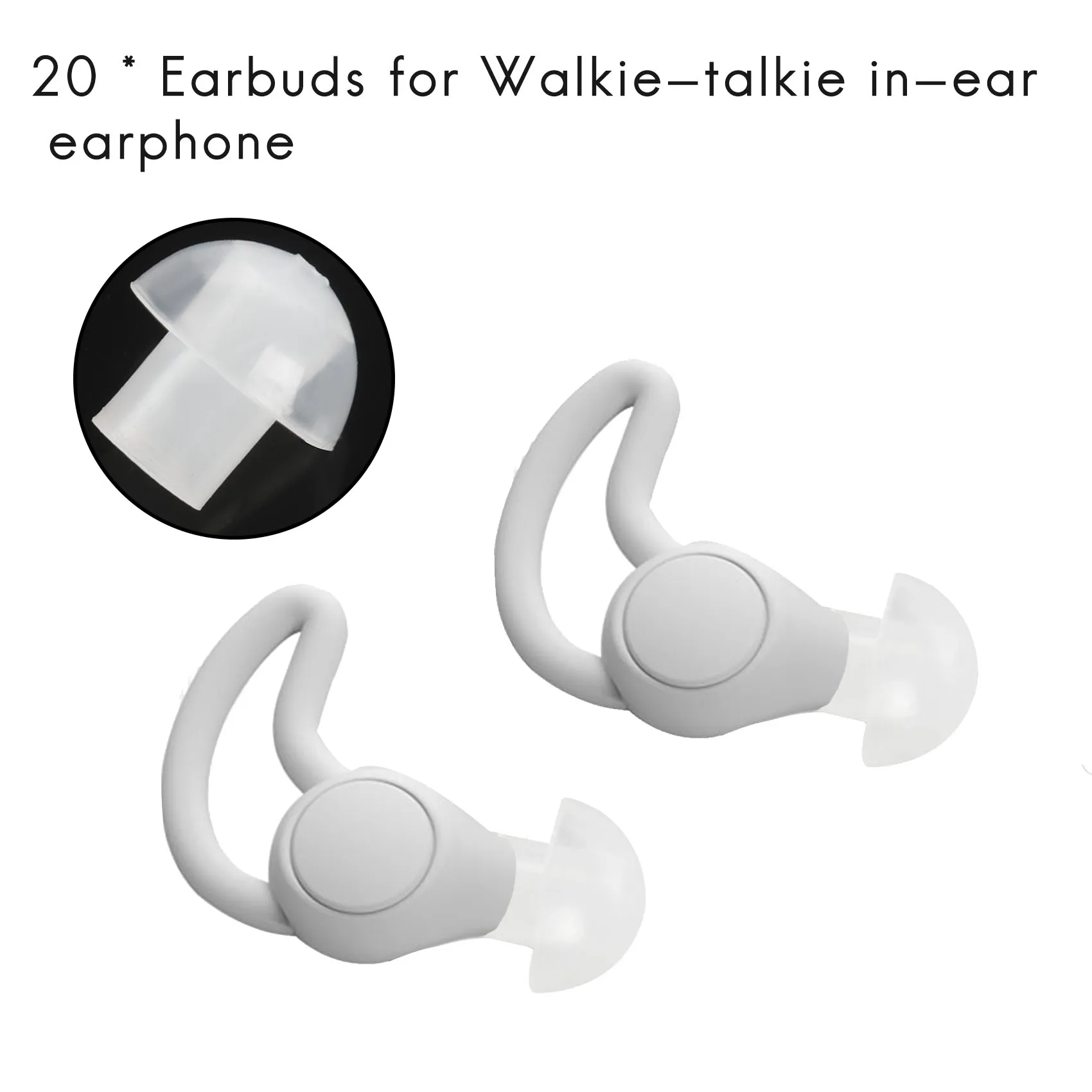 20 pcs Silicone In-Ear Mushroom Ear Bud For Radio Earpiece Headset