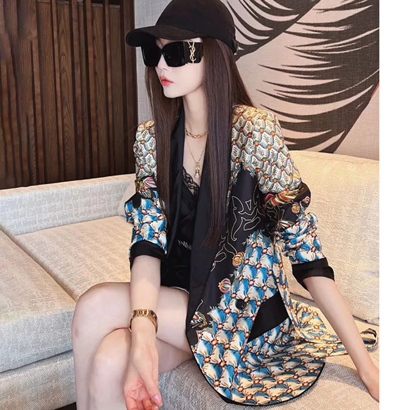 2024 primavera autunno New Fried Street Blazer top Fashion allentato Casual manica lunga sottile Plaid Suit Coat capispalla da donna