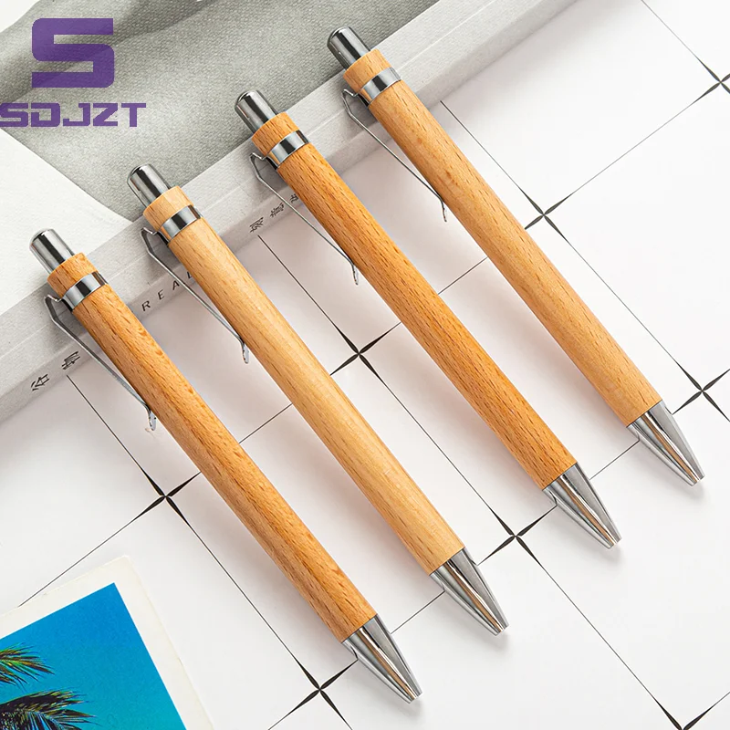 Bamboo Wood Ballpoint Pen 1.0mm Bullet Tip Blue Black Ink Business Signature Ball Pen Office School Wrting Stationery