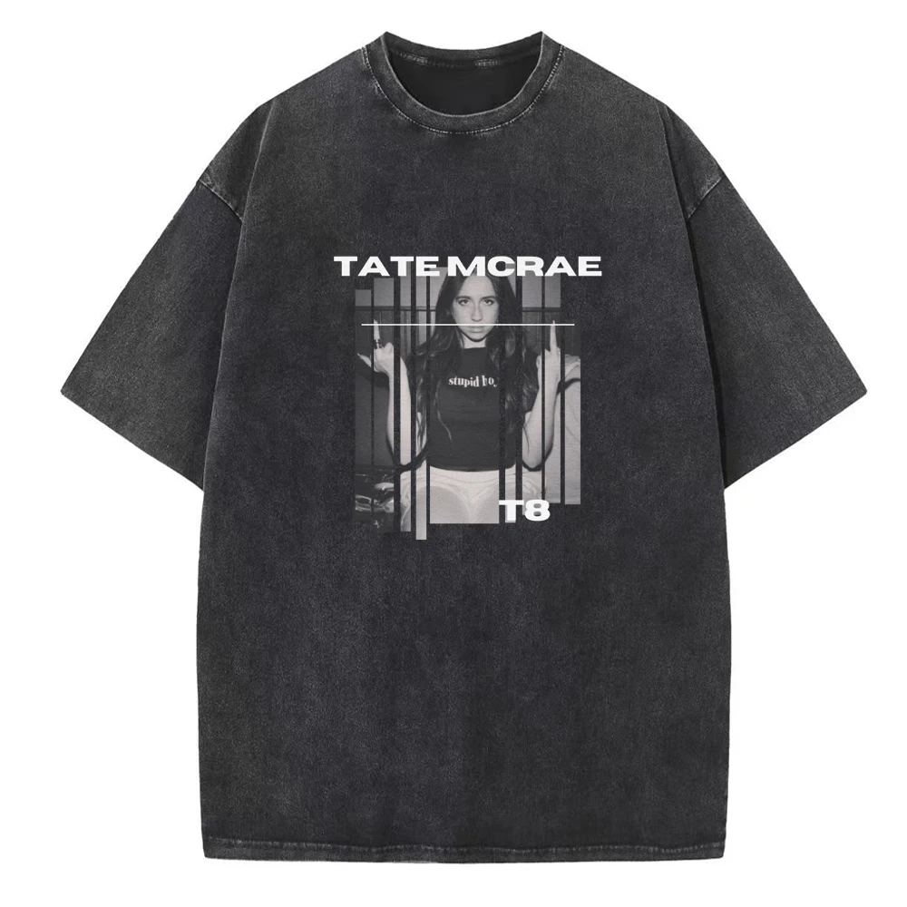 Tate Mcrae 2024 O-Neck Cotton Shirts Vintage Harajuku Unisex Music Fans Gift Printing Summer Casual Short Sleeve