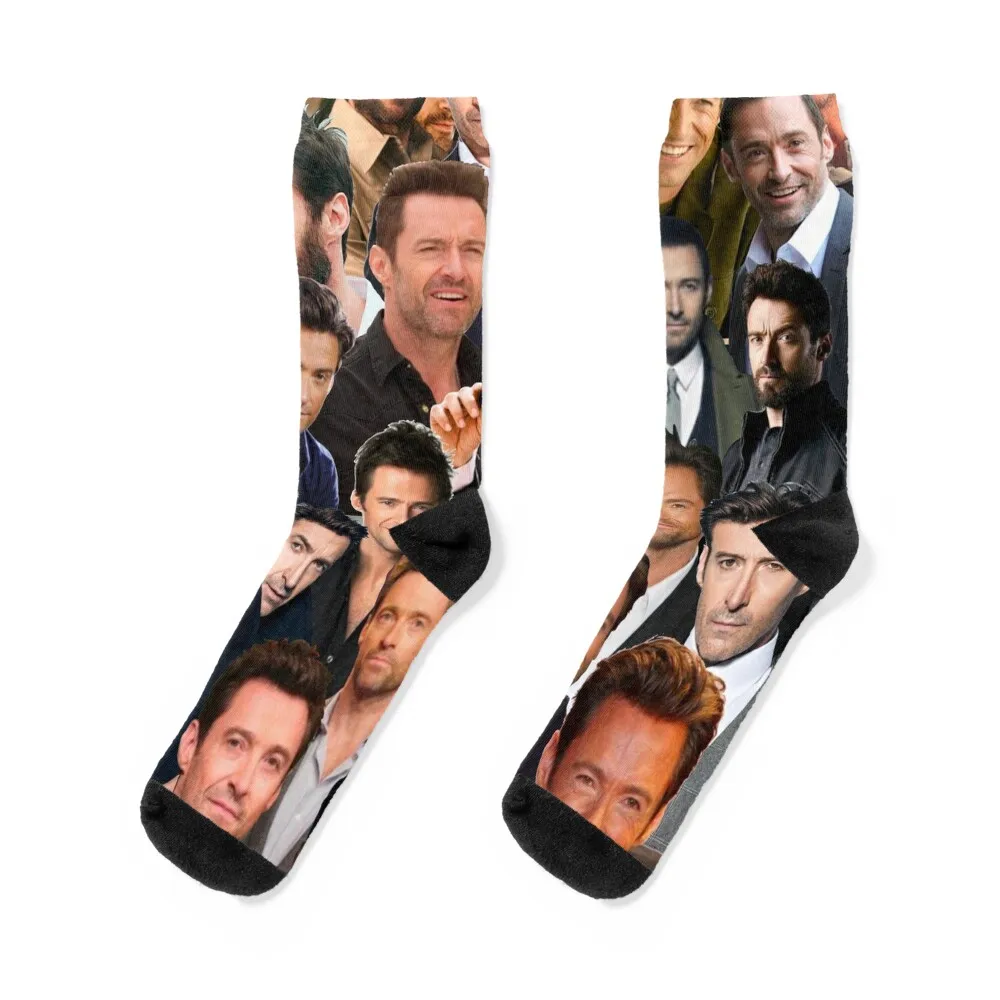 

Hugh Jackman Photo Collage Socks loose Hiking boots football Stockings compression Socks Women Men's