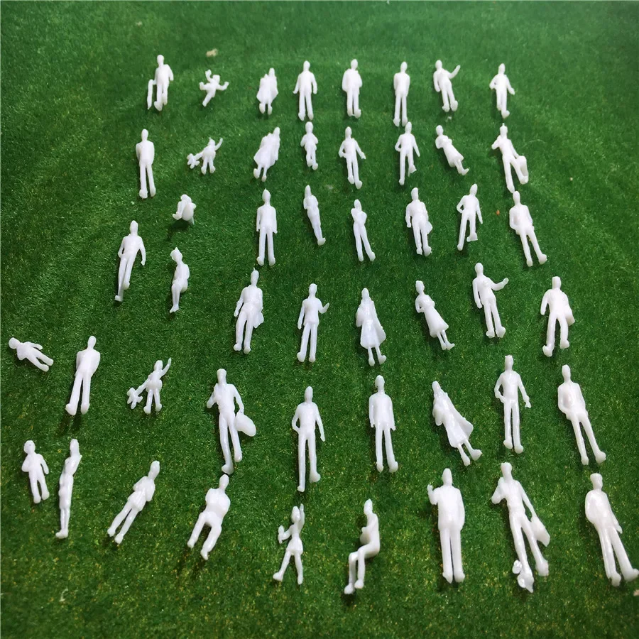 

100pcs/lot 1:100 scale model people white plastic unpainted figure for Architecture train layout