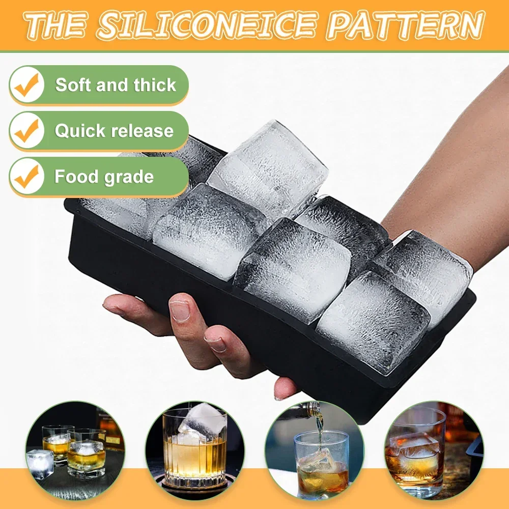Ice Making Mold with Cover Silicone Ice Cube Foreign Wine Square Ice Hockey Model Ice Box Bar Whisky Ice Cube Kitchen Tools image 4