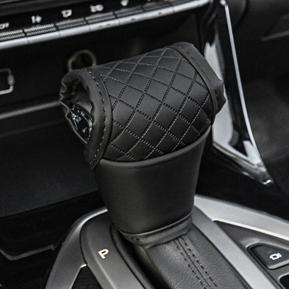 1PC Universal Car Gear Shift Cover PU Leather NonSlip DustProof Shifter Knob Protector Gear Lever Interior Decoration Accessorie