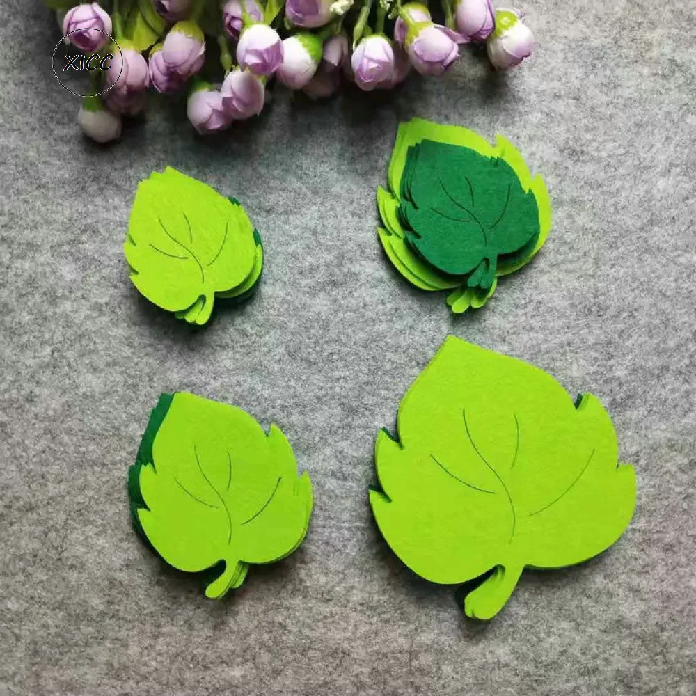 Leaves Handmade Felt Pad Non Woven Green Tree Patch Kindergarten School Wall Sticker Decoration Kid DIY Party Crafts Accessories