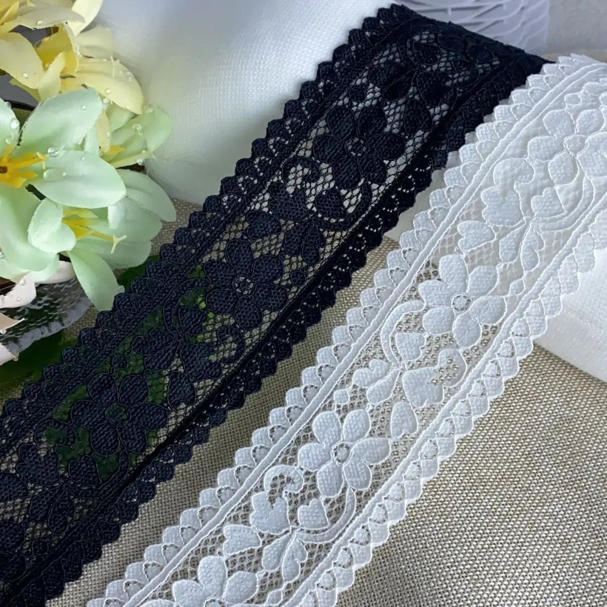 4.5CM wide soft elastic lace flower clothing accessories DIY elastic blindfold shoulder strap scarf DIY sewing material