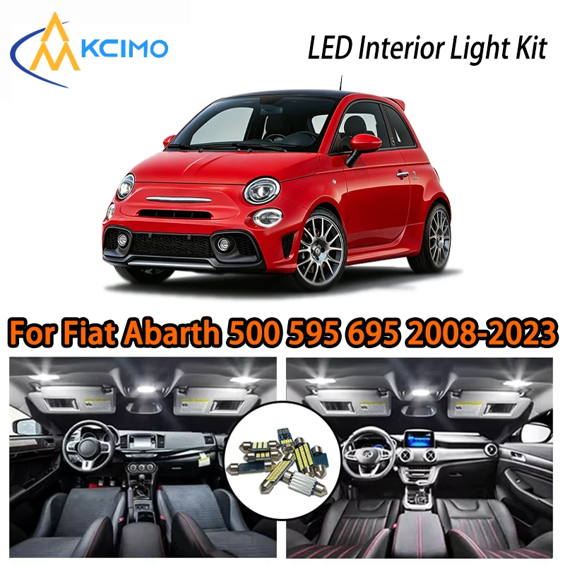 

Premium LED Interior Lights For Fiat Abarth 500 595 695 2008-2023, White Ice Blue Two Colors Choice Ambient