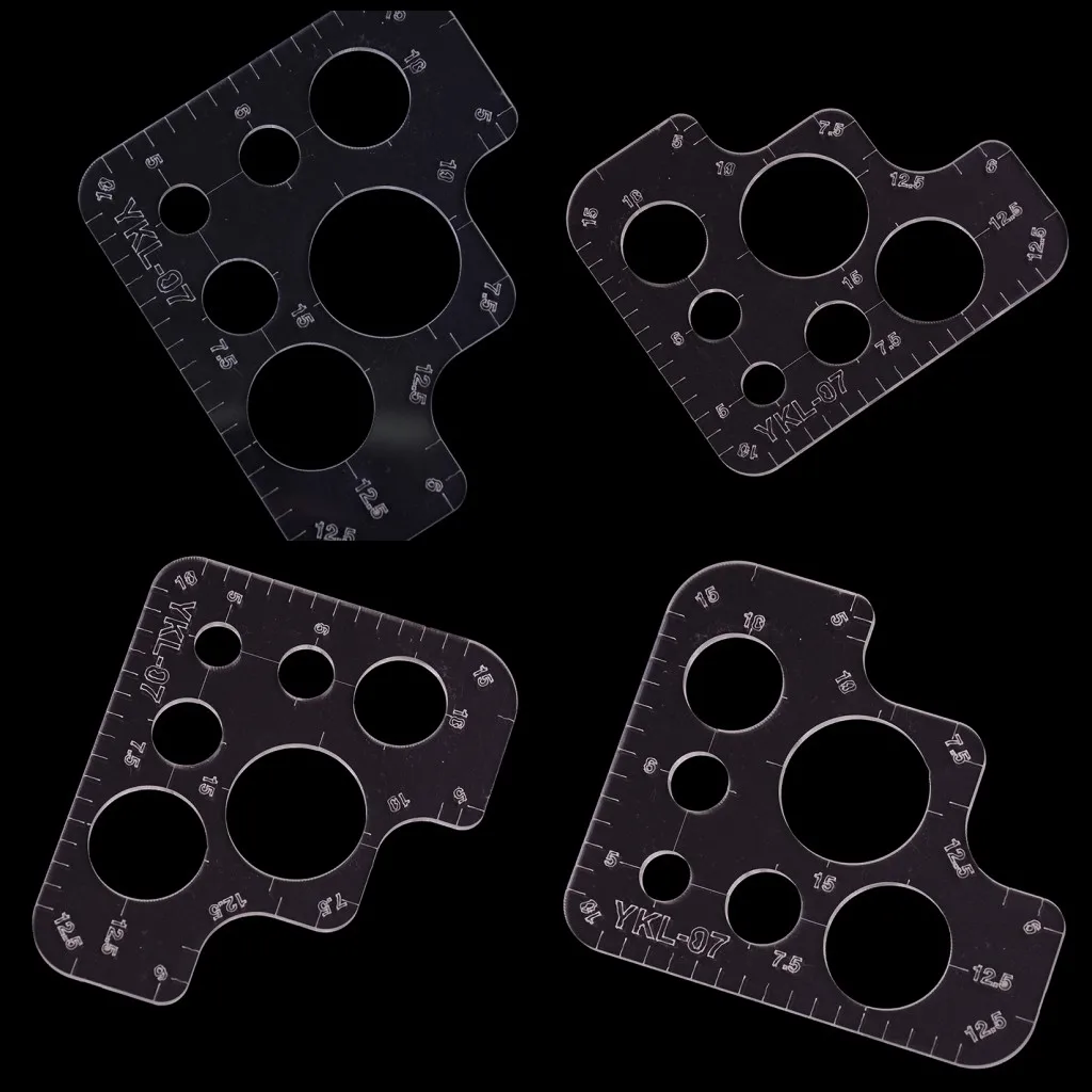 1PC Acrylic Rounded Ruler R Rules DIY Supply Tool Full Size Template For Handmade Leather Style Pattern Drawing Ruler