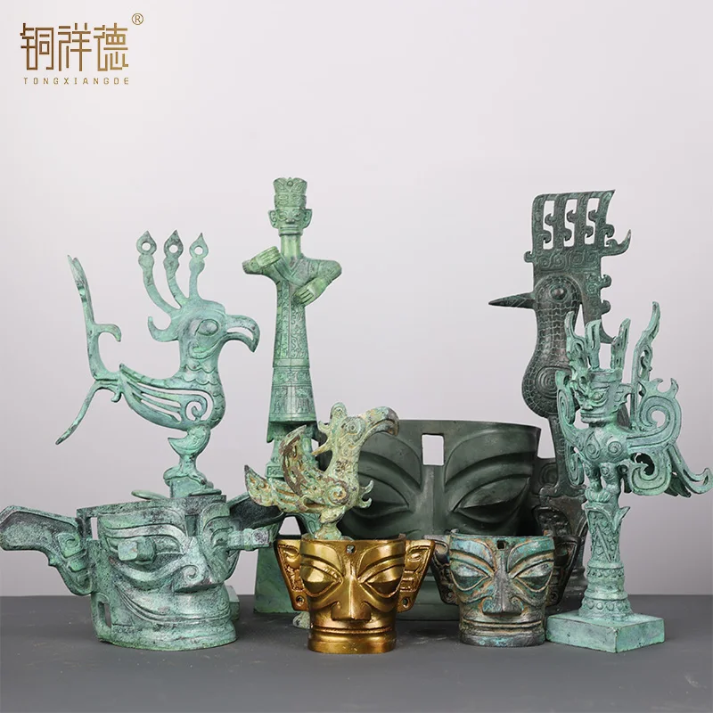 

Standing Man Mask Flying Man Flying Bird Man Avatar Looking at Divine Tree Antique Ancient Crafts Ornament