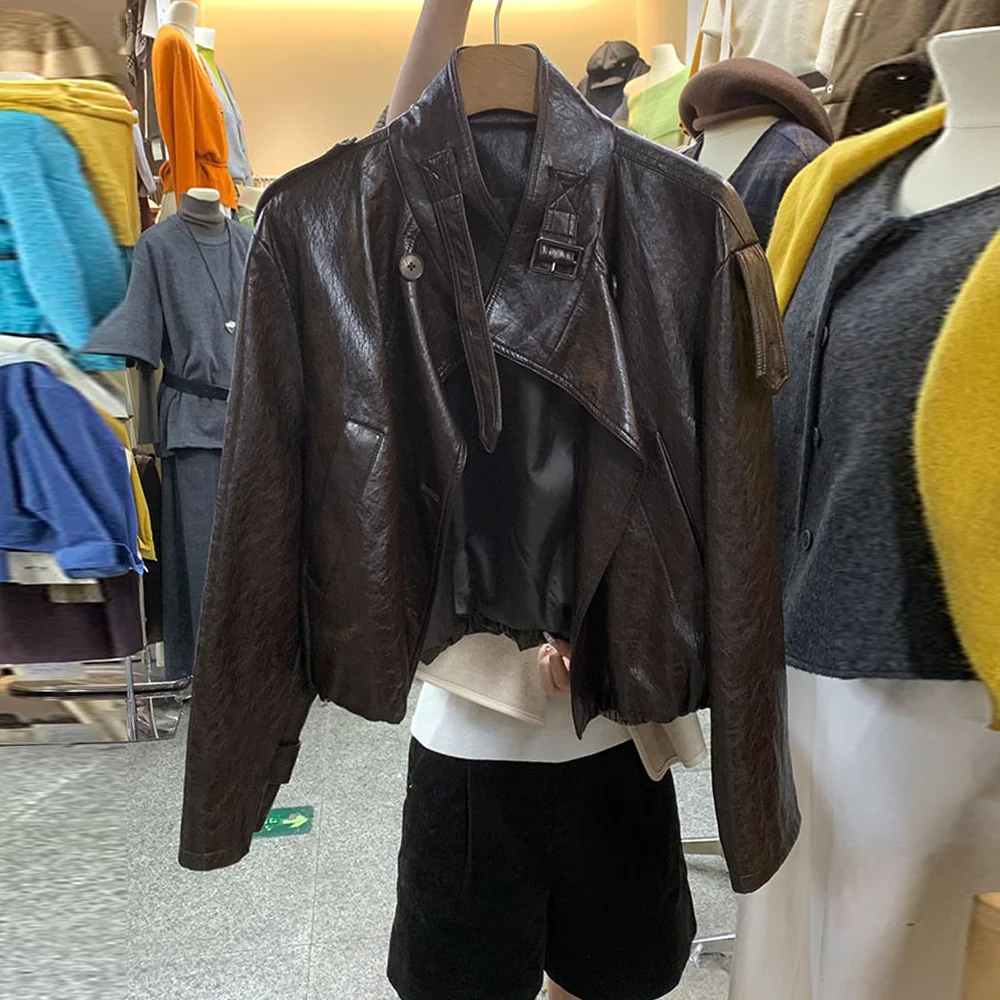 2025 가을 신상 쿠사 스탠드 칼라 더블 브레스티드 숏 로코모티브 여성용 고급 다용도 재킷 트렌드