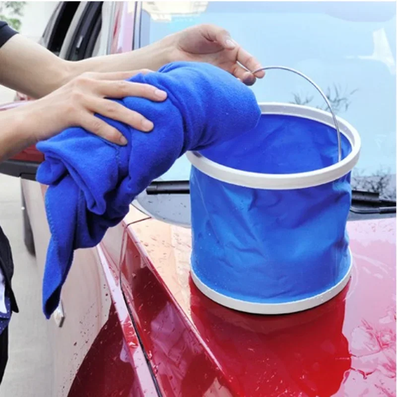 9L Multifunctional Portable Folding Bucket with Bag Outdoor Car Wash Fishing Backpack Camping Hiking Trip Cleaning Tool