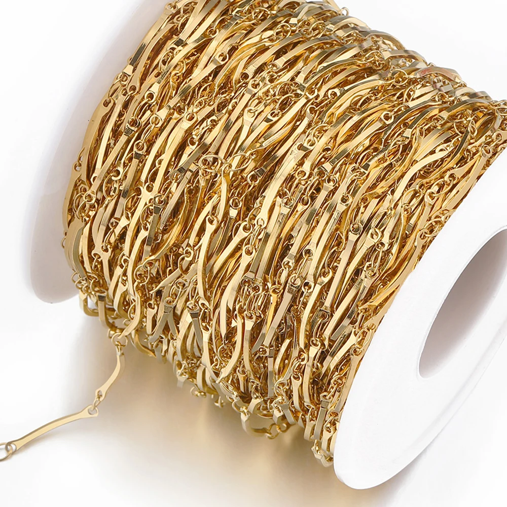 1 متر الذهب الفولاذ المقاوم للصدأ كبح سلاسل لصنع المجوهرات سوار ذاتي الصنع قلادة سلاسل خلخال اكسسوارات مكونات لا تتلاشى #6