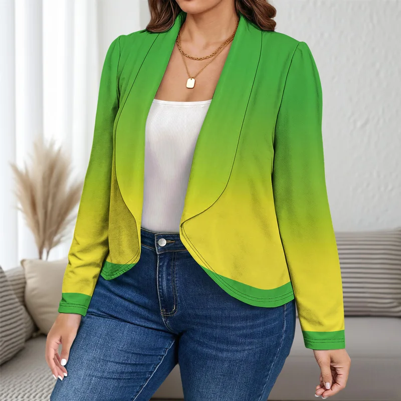 Giacca da abito da donna con risvolto grande autunnale Giacca da abito da donna stampata elegante e casual Leggera e comoda vestibilità ampia sfumata