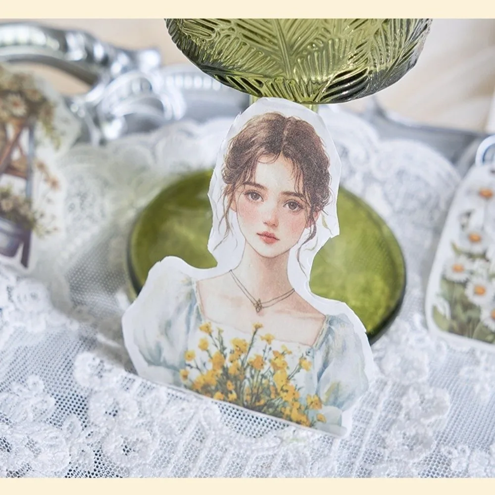 

DIY Crafts Creative Sticker Book Removable Watercolor Design PET Stickers Vintage Style Collage Art Stickers For Adults