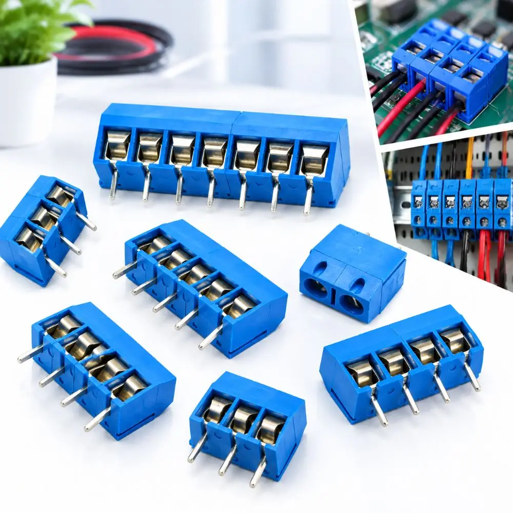 5.0mm Pitch Barrier Terminal Connector PBT Plastic Body Straight Pin Terminal Block Adapter Spliceable 2P/6P